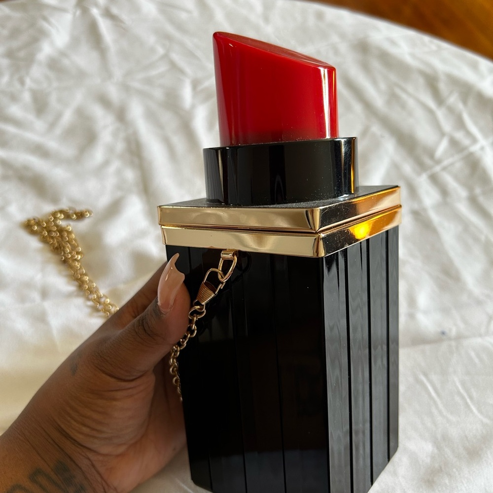 Chic Black and Red Lipstick Clutch